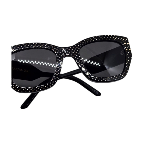 DIOR SUNGLASSES Elegant Black and Gold Studded 100% authentic NEW - Picture 2 of 10